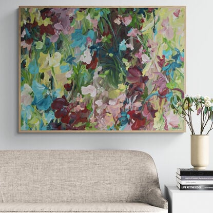 Colourful expressionist flower abstract painting 