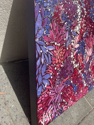 The unique beauty of far North Queensland Australia is like no other place on earth. The bright flowers that cover vast parts of the country are beyond belief. This piece capture its colour and vibrancy . The gloss varnish is the perfect finish