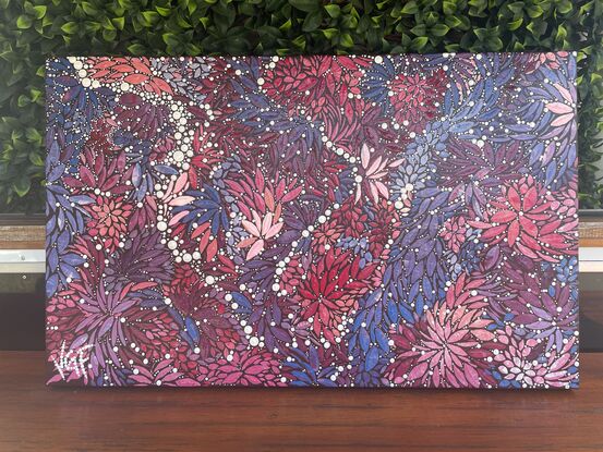 The unique beauty of far North Queensland Australia is like no other place on earth. The bright flowers that cover vast parts of the country are beyond belief. This piece capture its colour and vibrancy . The gloss varnish is the perfect finish