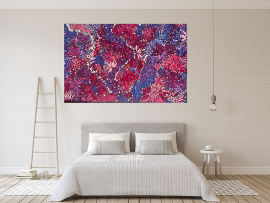 The unique beauty of far North Queensland Australia is like no other place on earth. The bright flowers that cover vast parts of the country are beyond belief. This piece capture its colour and vibrancy . The gloss varnish is the perfect finish