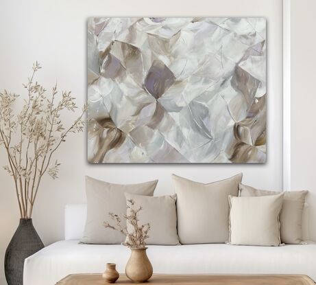 large white and brown abstract artwork