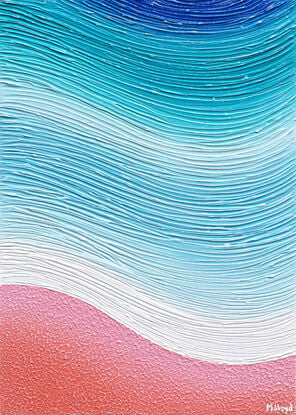 textured abstract beach blues onto sunset pink sand