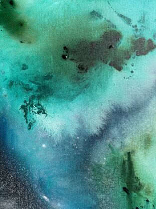 Fluid landscape and seascape vibes. Fluid artwork with spray paint detail