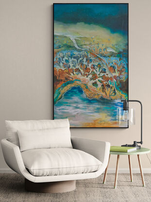 a vertical oil painting on canvas based on the appreciation of life and the timeless landscape.