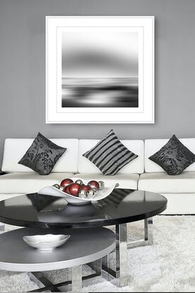 black and white seascape in abstract form