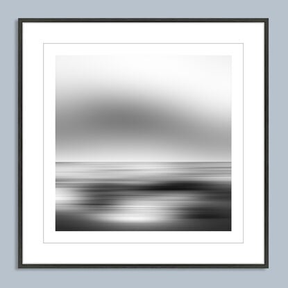 black and white seascape in abstract form