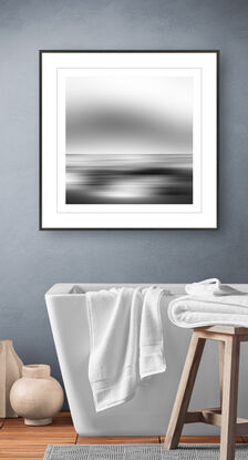 black and white seascape in abstract form