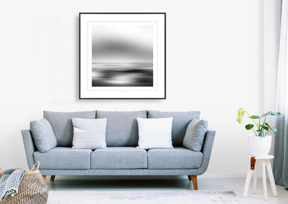 black and white seascape in abstract form