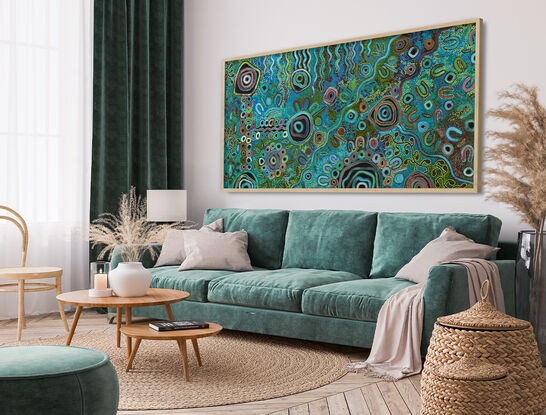 Aboriginal Art in White Float Frame