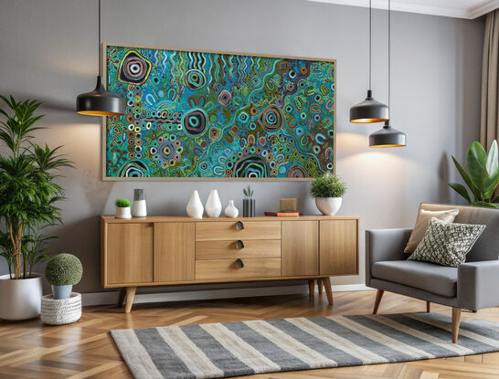 Aboriginal Art in White Float Frame