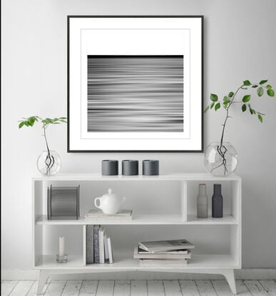 black and white seascape in abstract form