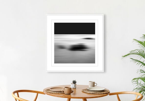 black and white seascape in abstract form