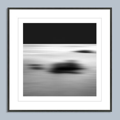 black and white seascape in abstract form