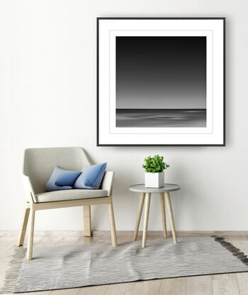 black and white seascape in abstract form