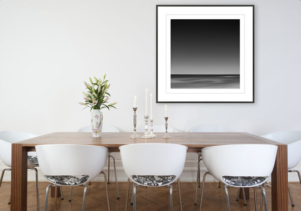 black and white seascape in abstract form