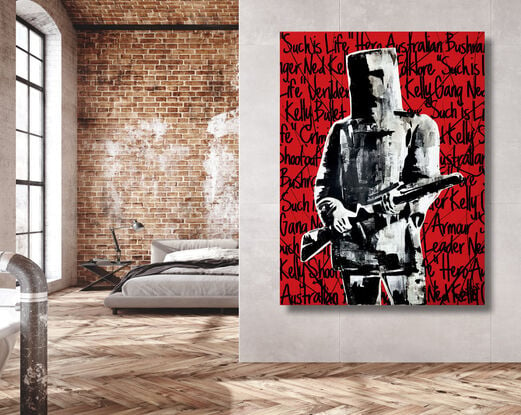 vibrant red pop ned kelly grafitti