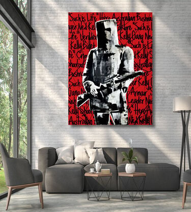 vibrant red pop ned kelly grafitti