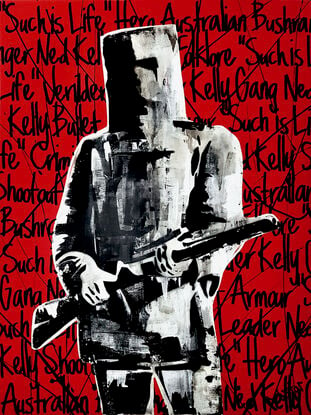 vibrant red pop ned kelly grafitti