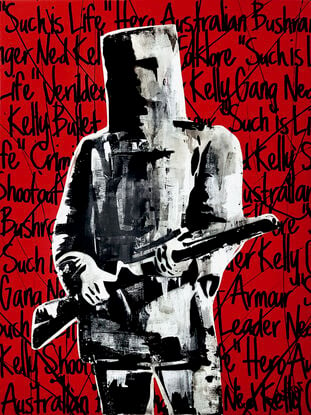 vibrant red pop ned kelly grafitti