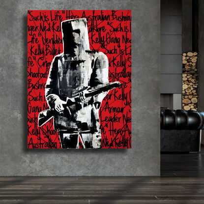 vibrant red pop ned kelly grafitti