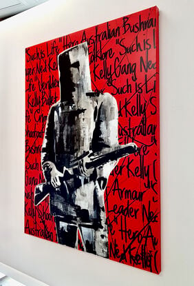 vibrant red pop ned kelly grafitti