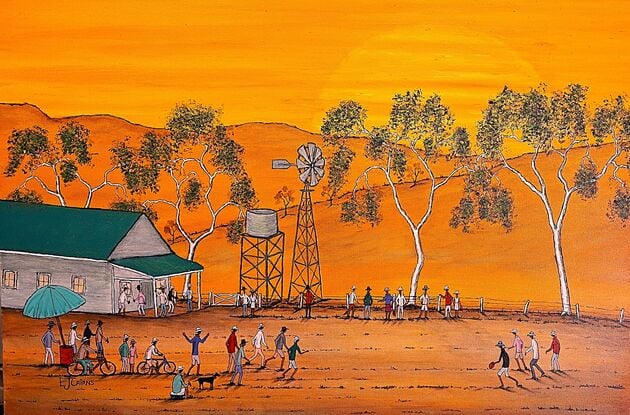 Football practice at an Australian outback BBQ
Now available for sale
ejcairnsart@hotmail.com
Original painting on stretched canvas ready to hang.
91.4cm X 60.9cm
Supplied with a certificate of authenticity
