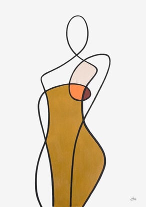 Abstract female body in oneline style