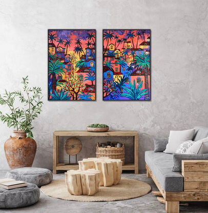 Tropical Twilight Down Under original one of a kind painting by Irina Redine.