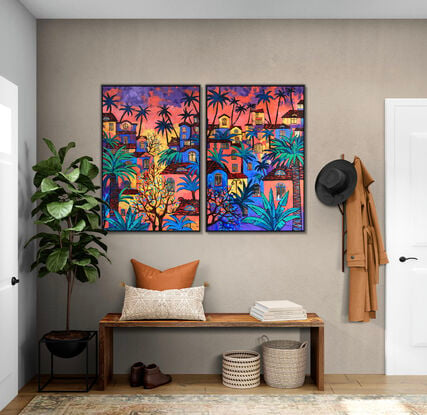 Tropical Twilight Down Under original one of a kind painting by Irina Redine.