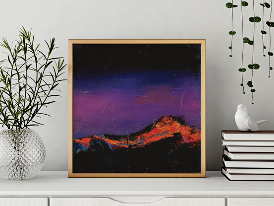 Palette knife painting of Mount Sefton. South of Mount Cook in the Southern Alps of New Zealand.