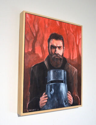 Ned Kelly with his helmet