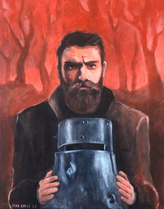 Ned Kelly with his helmet