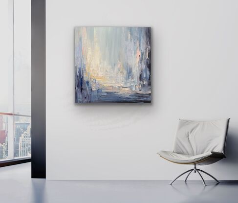 Abstract painting with  blue colours.