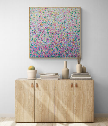 Colourful and vibrant marks in this pretty abstract floral. Comes framed - please allow two and a half  weeks for framing