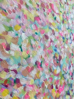 Colourful and vibrant marks in this pretty abstract floral. Comes framed - please allow two and a half  weeks for framing