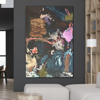 Extra large abstract painting in expressive style, multi colour