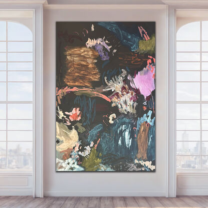 Extra large abstract painting in expressive style, multi colour