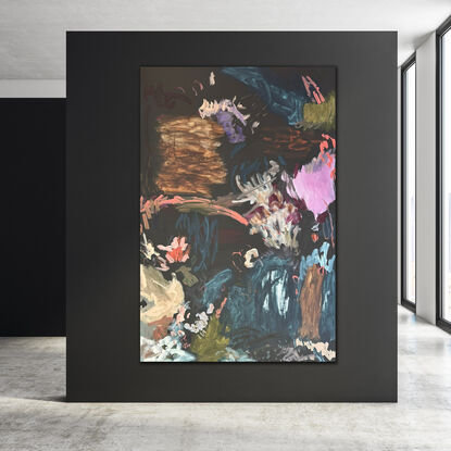 Extra large abstract painting in expressive style, multi colour