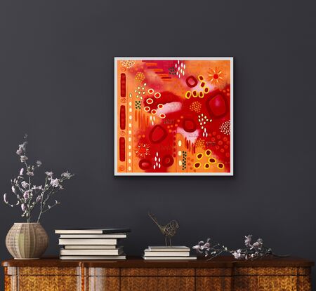 A warm abstract in reds and oranges that conveys the joy of summer heat.