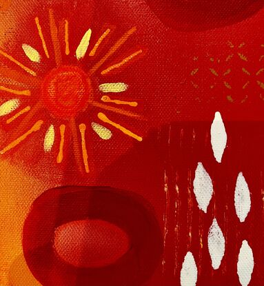 A warm abstract in reds and oranges that conveys the joy of summer heat.