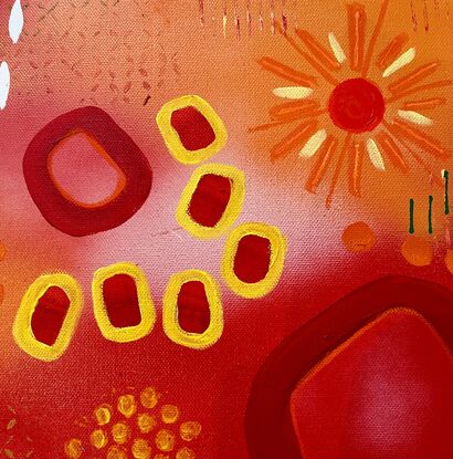 A warm abstract in reds and oranges that conveys the joy of summer heat.