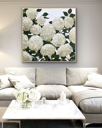 Abstract white hydrangeas 