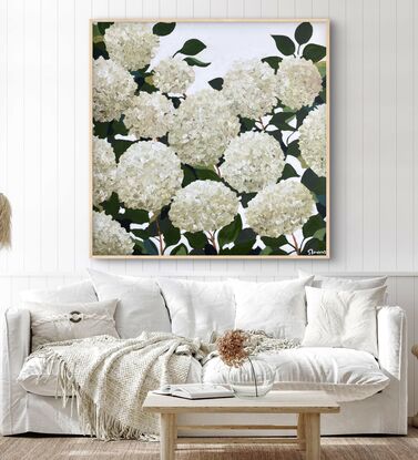 Abstract white hydrangeas 