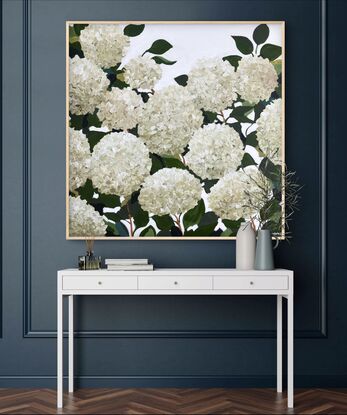 Abstract white hydrangeas 