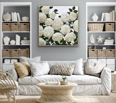 Abstract white hydrangeas 