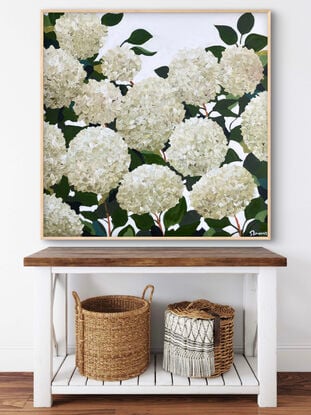 Abstract white hydrangeas 