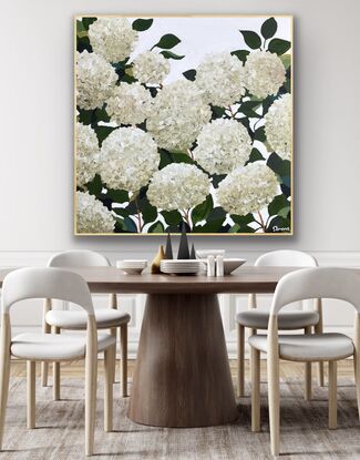 Abstract white hydrangeas 