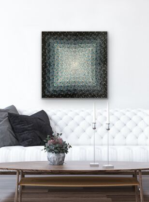 Black grey blue muted minimalist monochrome optical geometric art