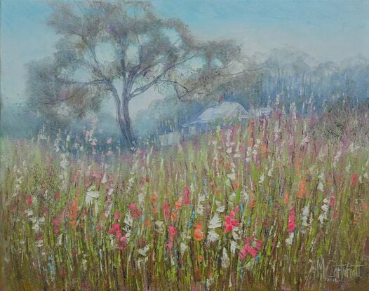 Western Australian wildflowers landscape oil painting.