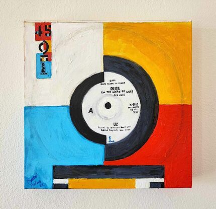 A U2 vinyl record painting